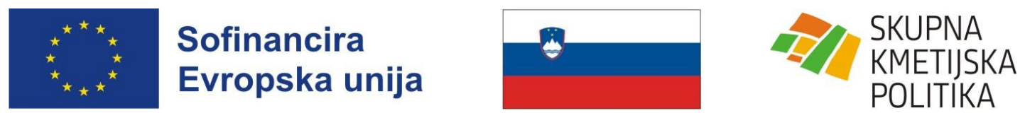 Sofinancira Evropska unija, zastava Republike Slovenije in logotip Skupna kmetijska politika