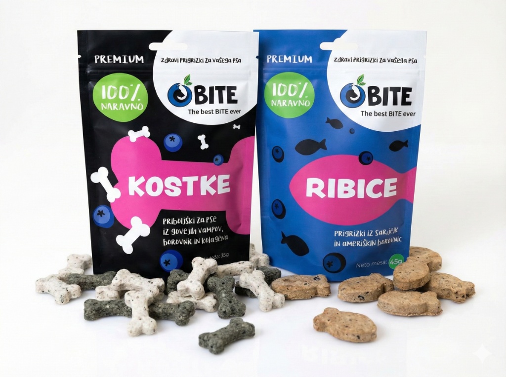 BITE kostke in ribice – naravni priboljški za pse in mačke